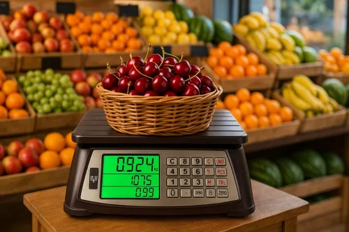 Vista 5 de Báscula de Cálculo de Precios, Báscula Comercial para Alimentos, Función de Contaje, 66 lb/30 kg, 1 g, Recargable, Diseño Impermeable, Teclas