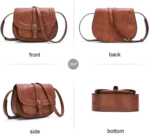 Vista 4 de Bolso cruzado para mujer, bolso de hombro de cuero vintage
