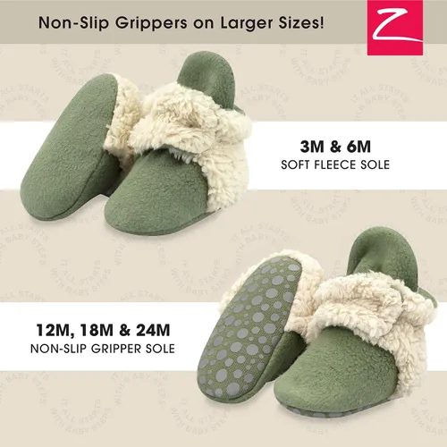 Vista 2 de Zutano Botines unisex de forro polar para bebé, suela suave y antideslizante, calcetines para bebés y niños pequeños, niñas y niños de 3 a 24 meses
