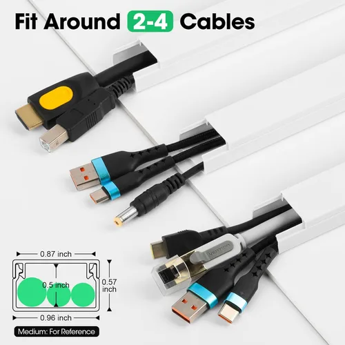 Vista 2 de AZEN Kit para ocultar cables, cubiertas de cables de 315 pulgadas para cables en la pared, cubiertas de alambre pintables para cables en la pared