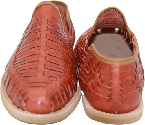 Vista 5 de Sandalias Huarache mexicanas auténticas de cuero para hombre con puntera cerrada