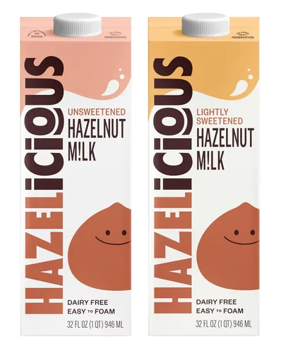 Vista 6 de Hazelicious Leche de chocolate y avellana, sin lácteos, sin OMG, a base de plantas y vegana, 60% menos de azúcar, cajas de 32 onzas líquidas