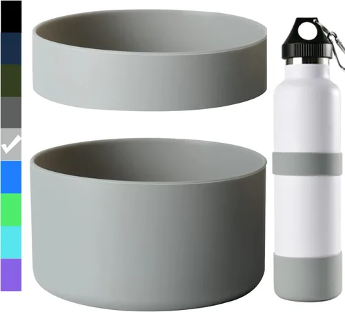 Vista 8 de 2 fundas de silicona para botella de agua, funda protectora de silicona, cubierta inferior antideslizante con anillo de silicona, sin BPA