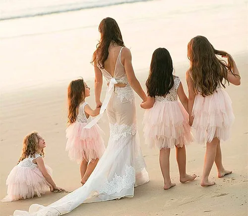 Vista 7 de Topmaker Vestido de niña de flores sin espalda acampanado de encaje