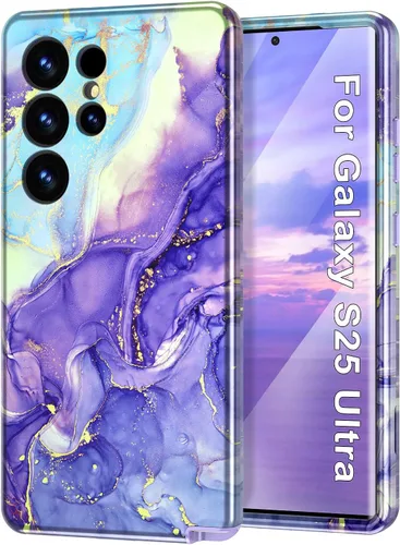 Vista 44 de Btscase para Samsung Galaxy S25, [Probado contra caídas de grado militar] Funda protectora de diseño de patrón de mármol, resistente, delgada