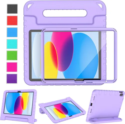 Vista 10 de LTROP Funda para Niños para iPad de 11ª Generación (A16) 2025/10ª Generación (10.9 pulgadas, 2022) con Protector de Pantalla, Funda con Mango