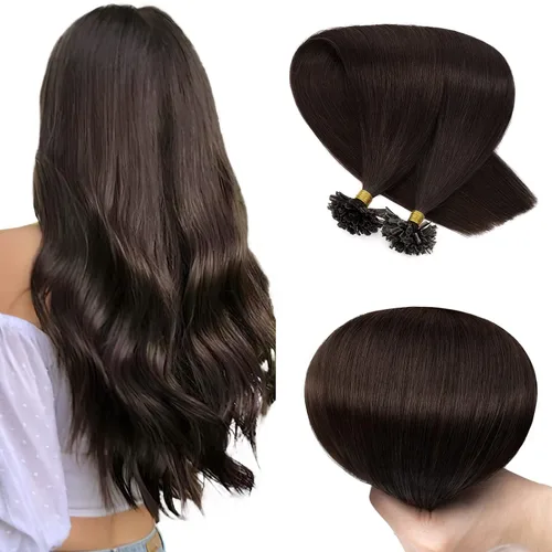 Vista 47 de SEGO Extensiones de cabello humano con micro cuentas, extensiones de cabello humano con micro bucle, lacio, natural, fusión fría, 1.76 oz/paquete