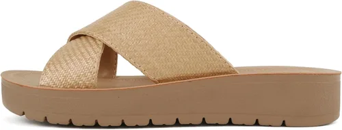 Vista 14 de Soda LUCY ~ Sandalias de plataforma plana con tiras cruzadas y puntera abierta para mujer, estilo deslizante de moda Todo negro