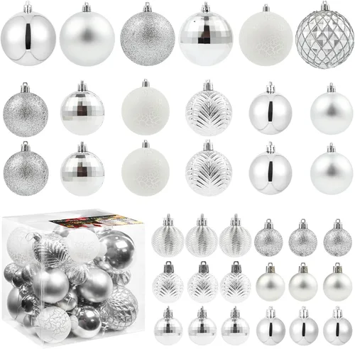 Vista 23 de LANGXUN 36 piezas de esferas de decoración de árbol de Navidad azul ácido, bolas de Navidad, decoración de Navidad 2025, adornos de Navidad