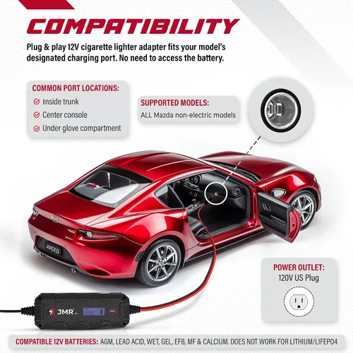 Vista 2 de Cargador de batería Mazda Cargador de goteo Acondicionador Mantenedor (sin modo de litio) 12V 6A Trickle Charger Conditioner Maintainer For CX-90