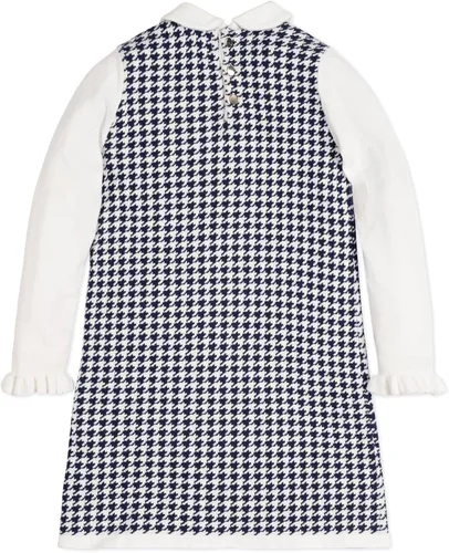 Vista 3 de Hope & Henry Vestido Ponte de aspecto francés con lazo para niña