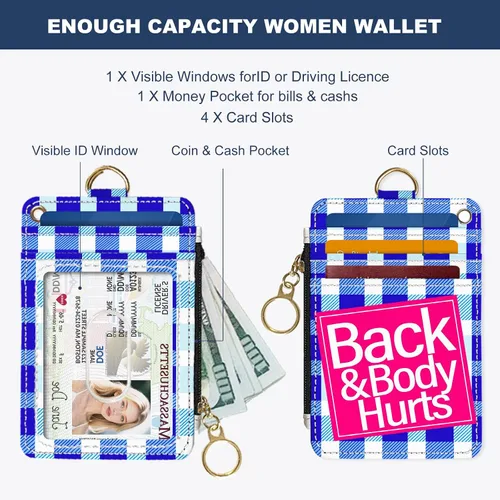 Vista 2 de Portafolios delgado Portafolios para tarjetas de crédito, Portafolios RFID para mujer Linda pequeña cartera de bolsillo frontal con cremallera