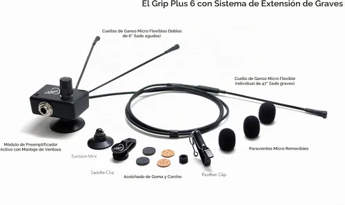 Vista 5 de Myers Pickups The Grip Plus 6 - Sistema de micrófono de acordeón para piano y agudos con 3 microcuellos de cisne flexibles