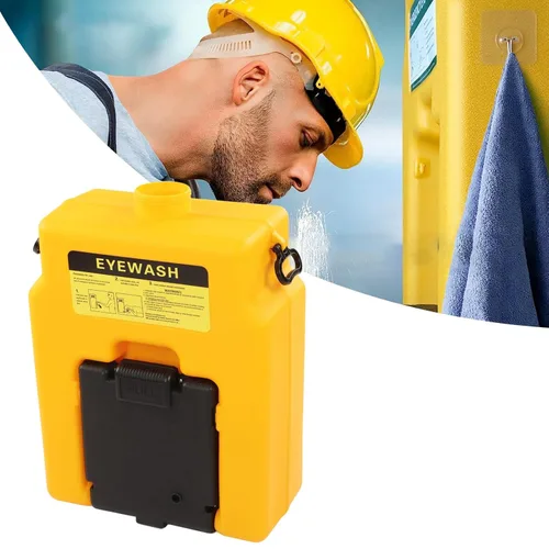 Vista 7 de Estación de lavado de ojos de polietileno portátil montado en la pared Lavadora de ojos rociador de laboratorio móvil con 53L rellenable,Equipo