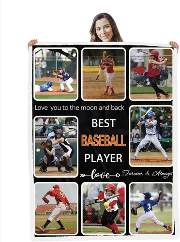 Vista 24 de Manta personalizada con fotos, manta personalizada para el mejor jugador de fútbol americano, regalos de cumpleaños para fanáticos del fútbol, manta