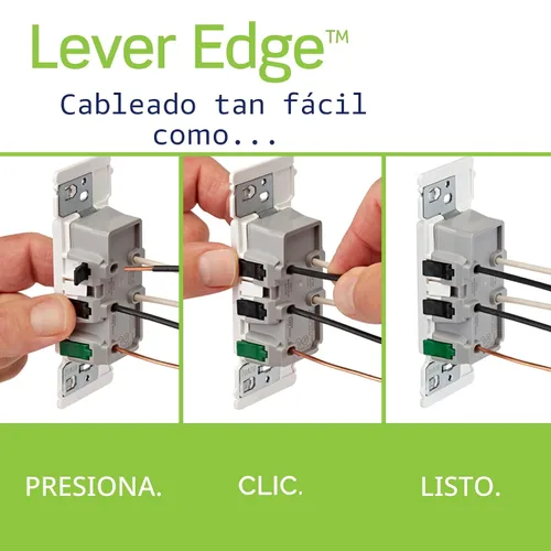 Vista 3 de Leviton Lever Edge - Tomacorriente de pared dúplex resistente a manipulaciones de 15 A, paquete de 10, E5325-MW, color blanco