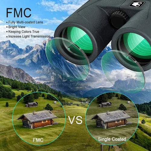 Vista 3 de Sarblue Prismáticos de 10 x 42 para adultos con adaptador de teléfono inteligente, prisma BAK4 y lente FMC, binoculares profesionales HD