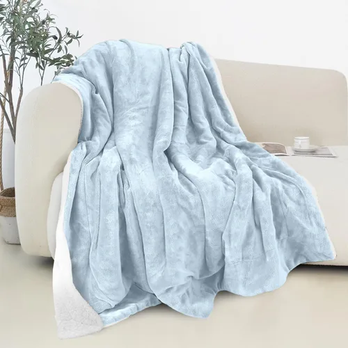 Vista 10 de Elegant Comfort - Manta reversible y ultra suave de franela con forro polar - Manta de sherpa navideña de invierno - Ligera, suave y acogedora