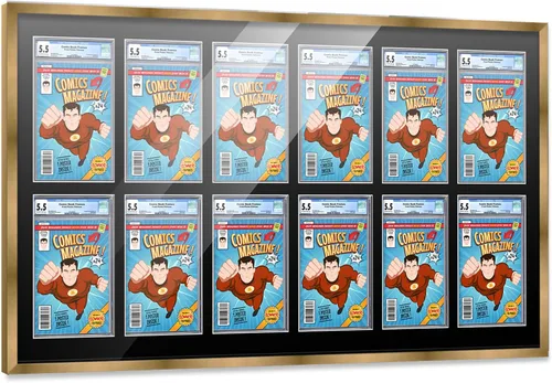 Vista 53 de Poster Palooza Marco de cómics con paspartú para 1 cómic de grado CGC, CBCS o PGX, marco de cómic de bronce para cómic de 8.125 x 13 pulgadas