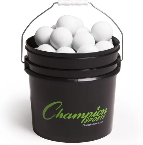 Vista 5 de Champion Sports Lacrosse Balls Bucket - 36 Count NCAA & NFHS Certified Regulation Training & Game Balls - Yellow
