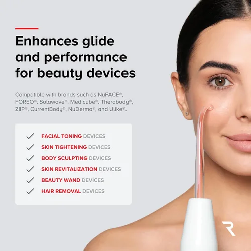 Vista 3 de Gel Conductivo para dispositivos faciales, de RF y cavitación – Ultra hidratante, de larga duración, 96% orgánico, hipoalergénico, fórmula sin