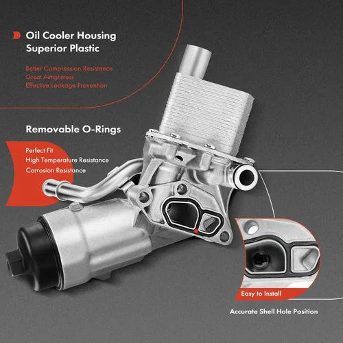 Vista 4 de A-Premium Enfriador de Aceite del Motor y Conjunto Adaptador de Carcasa del Filtro de Aceite con Juntas Compatible con Vehículos Buick, Chevy -1.4L