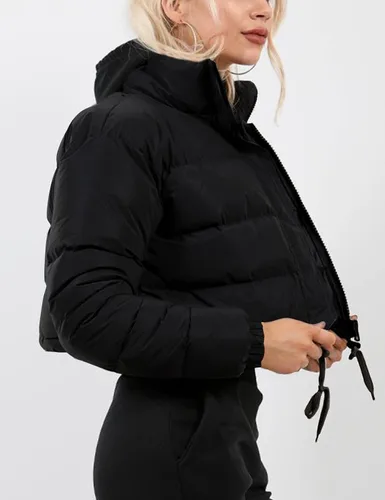 Vista 4 de Arssm Chaqueta acolchada recortada para mujer, ligera, de invierno, abrigos, abrigos, con cordón, acolchados, ropa de abrigo