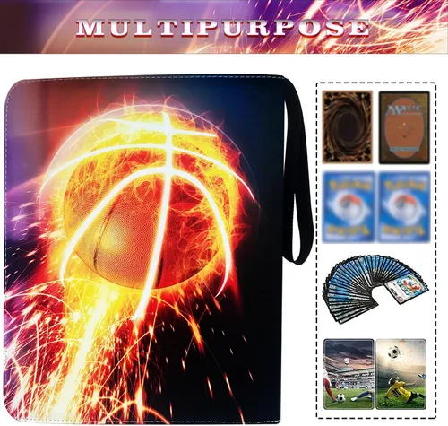 Vista 3 de Carpeta de tarjetas de baloncesto con mangas, 400 bolsillos, protectores de tarjetas intercambiables, funda organizadora de almacenamiento
