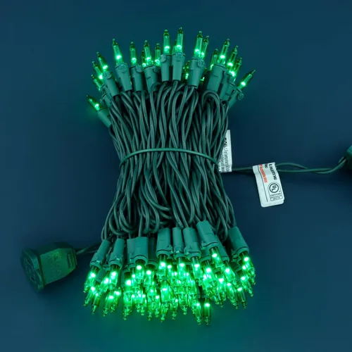 Vista 3 de YULETIME 100 luces de Navidad verdes, 33 pies de cable verde certificado UL como incandescentes, mini cadena de luces LED Incandescent-Like LED
