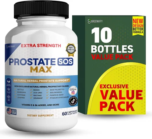 Vista 10 de Suplemento SOS Max para próstata, 60 cápsulas, complejo herbario natural con palma enana, vitamina E, B6, suministro para 30 días