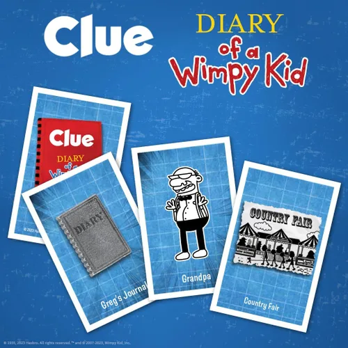 Vista 8 de USAOPOLY CLUE: Diary of a Wimpy Kid Resuelve el misterio en este juego de pistas coleccionable con licencia oficial con personajes y ubicaciones