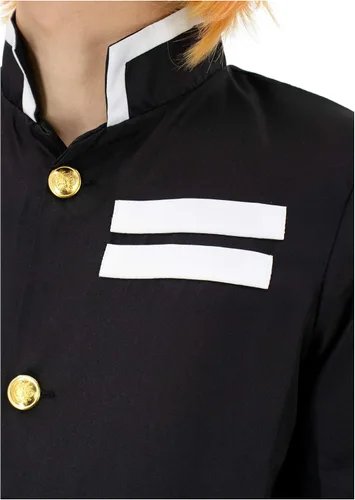 Vista 6 de C-ZOFEK Disfraz de cosplay para hombre, talla estadounidense, kimono Haori, uniforme negro con cinturón