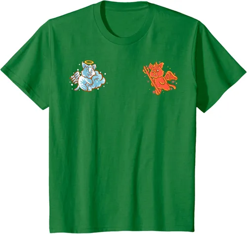 Vista 36 de Camiseta de gato ángel y diablo sentado en tu hombro Nerd Kitten, Negro