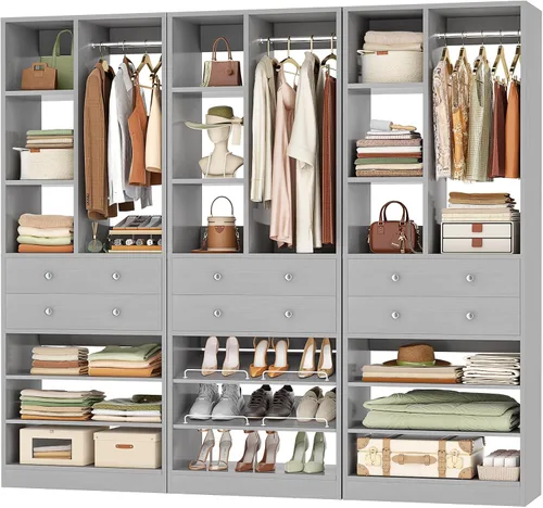 Vista 11 de Besiost Sistema de Armario Pequeño, Sistema Organizador de Armario de Madera de 28"/2.3 Pies con Cajones y Estantes, Sistemas de Armario Walk-in