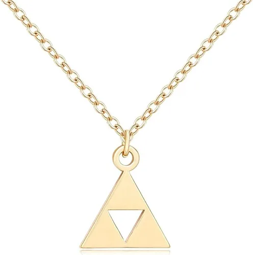 Vista 5 de Collares con colgante de oro de 14K de SENFAI en acero inoxidable con aretes triangulares 1-Anime oro-plus