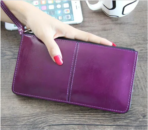 Vista 3 de iToolai Cartera de mano de piel sintética de color sólido para mujer, cartera y tarjetas de identificación de crédito