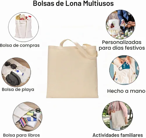Vista 4 de FunisFun Paquete de 12 Bolsas de Lona en Blanco a Granel Bolsas de Compras Reutilizables para Supermercado para Manualidades con una Hoja de Teflón