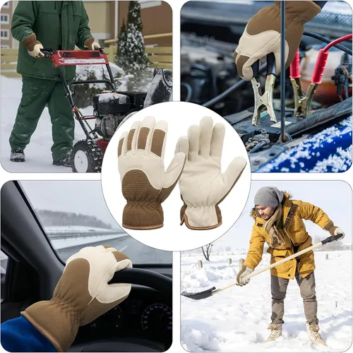 Vista 20 de HANDLANDY Guantes de trabajo aislados, guantes térmicos de invierno impermeables para hombres y mujeres