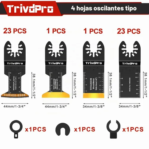 Vista 2 de Hojas multiherramienta Hojas de herramienta multiusos Kits - TrivdPro 48 piezas Hoja de herramienta oscilante Hojas de sierra oscilantes para metal