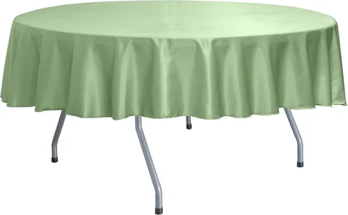 Vista 2 de Mantel redondo reversible Shantung Satin Majestic de 72 pulgadas, color verde salvia