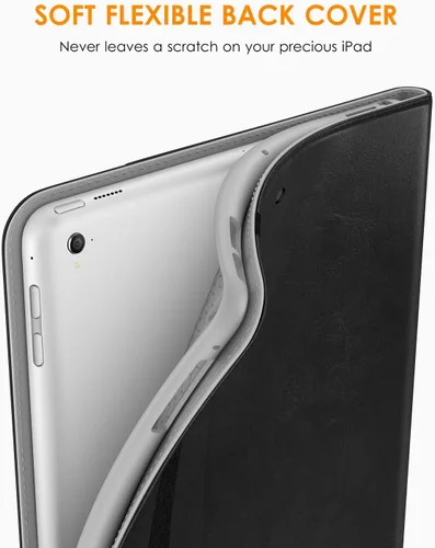 Vista 3 de DTTO - Estuche para iPad de 9.7 pulgadas 5.ª/6.ª Generación 2018/2017 con soporte para Apple Pencil, funda de cuero sintético con función atril