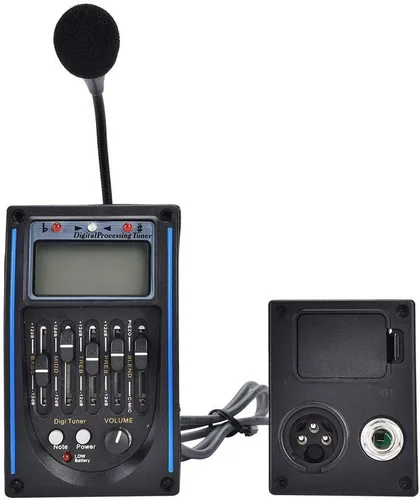 Vista 6 de Alomejor Preamplificador de guitarra acústica, ecualizador de 5 bandas con sintonizador digital LCD, preamplificador de estudio para músicos