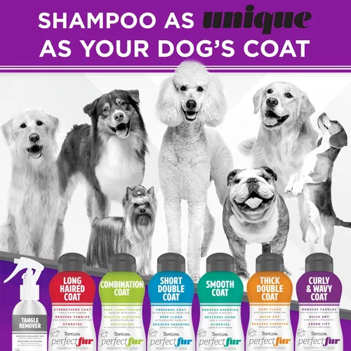 Vista 8 de TropiClean Champú Natural Desenredante Perfect Fur para Perros con Pelo Rizado y Ondulado como Doodles, Poodles y Otras Razas, Champú Hidratante