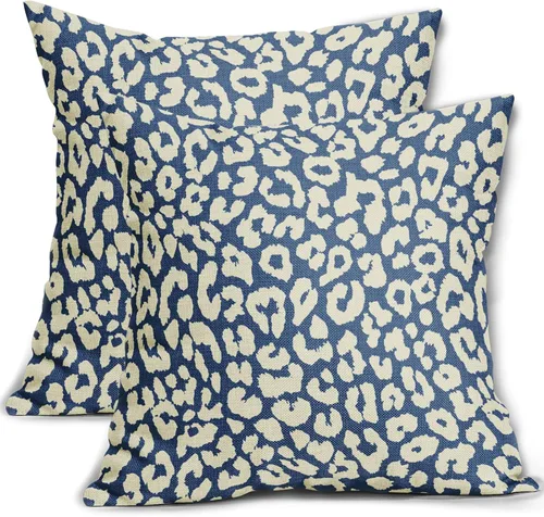 Vista 34 de Juego de 2 fundas de almohada con estampado de leopardo negro de 16 x 16 pulgadas, diseño de animal de guepardo, chinoiserie, fundas de almohada