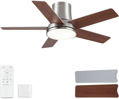 Vista 21 de Ventiladores de techo de 42 pulgadas con luces y control remoto, ventilador de techo negro de montaje empotrado para dormitorio, sala de estar