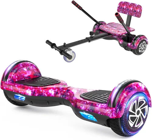 Vista 9 de SISIGAD Scooter de autoequilibrio con Bluetooth y ruedas LED de 6.5", para mayores de 6 años 02-Blanco