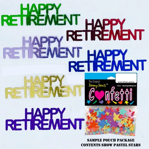 Vista 3 de Confeti Word Happy Retirement Multicolores - Media libra (8 oz) #7886 Q08