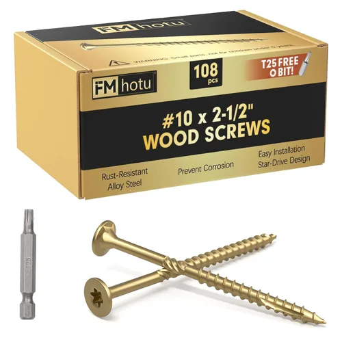 Vista 40 de #10 x 2-1/2" Tornillos para Terraza, 108 Piezas Tornillos para Madera con Cabeza Estrella, Tornillos para Madera Resistentes al Óxido para Negro