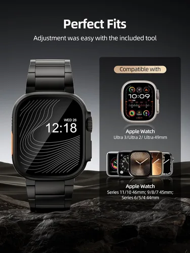 Vista 4 de LULULOOK Titanium Ultra 3 Watch Band - Grade 2 Titanium Metal Band for Men, Compatible with Apple Watch Ultra 3/ Ultra 2/ Ultra 49mm, Series 11/10