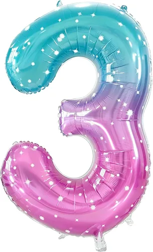 Vista 15 de Globos de números grandes de 40 pulgadas, globos del número 0 para decoraciones de fiesta de cumpleaños Número 0-espacio de color degradado